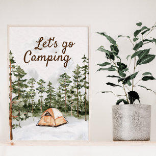 Poster Citation personnalisée Aquarelle Camping dans la n