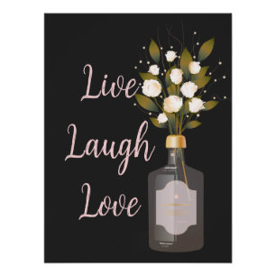 Poster Citation personnalisée Art avec Fleurs - Live Laug