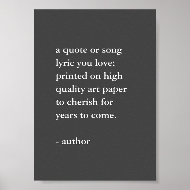 Poster Citation personnalisée en gris et blanc Imprimer (Devant)