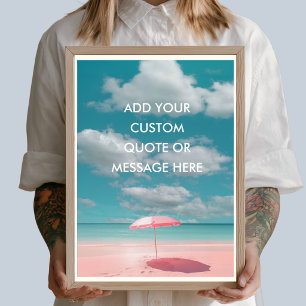 Poster Citation Personnalisée – Parasol Rose de Plage