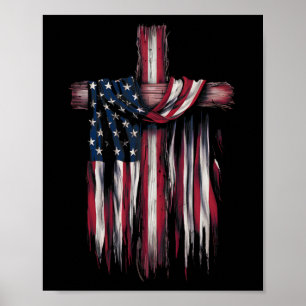 Poster Citation Religieuse Drapeau Usa 4 Juillet Foi Chré