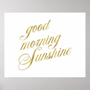 Poster Citation Soleil du bon matin Faux Gold Foil