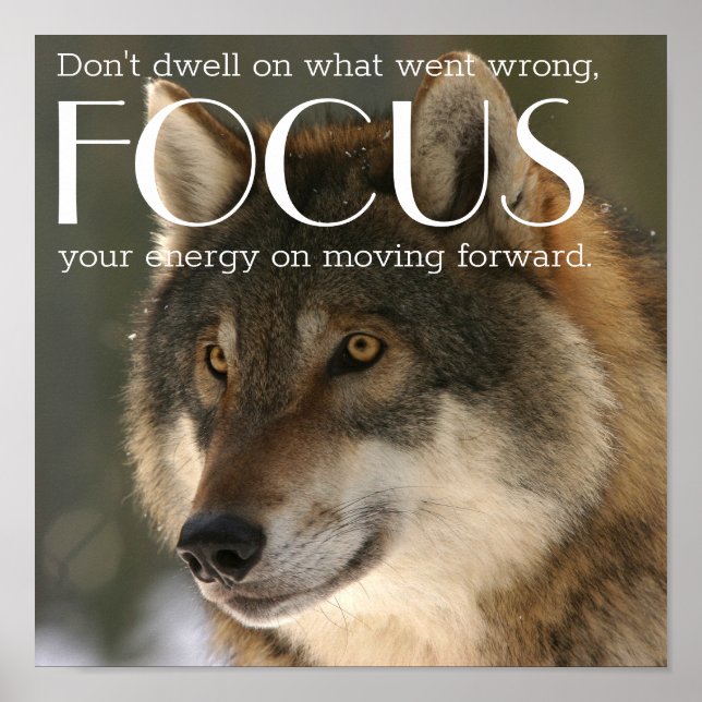 Poster Citation sur l'encouragement à l'image du loup (Devant)