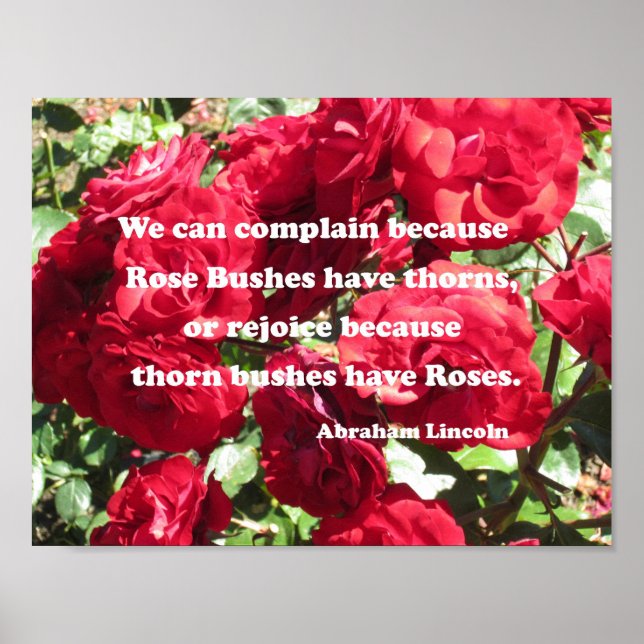 Poster Citation sur les roses par Abraham Lincoln (Devant)