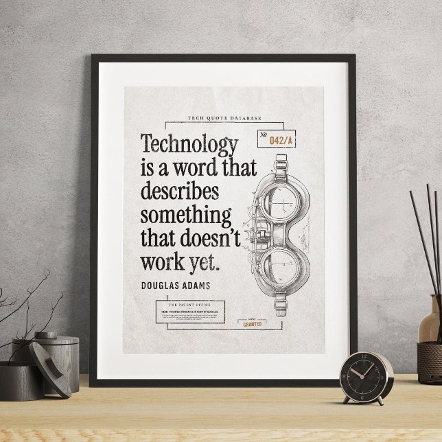 Poster Citation technique amusante sur le dessin de breve (Funny Tech Quote on Patent Drawing for Geeks Poster)