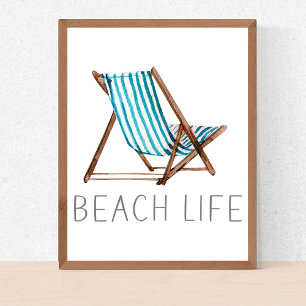 Poster Citation Vie de Plage Chaise de Plage d'Été Nautiq