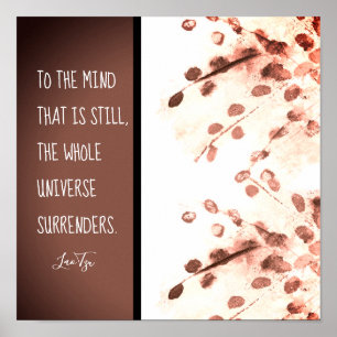 Poster citation zen inspirante Lao Tzu art nature marron