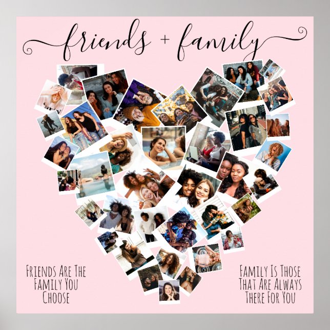 Poster Citations d'amis et de famille Photo Heart Collage (Devant)