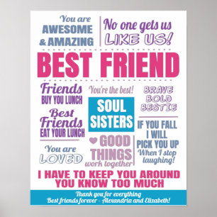 Poster Citations de Best Friends Bestie en rose