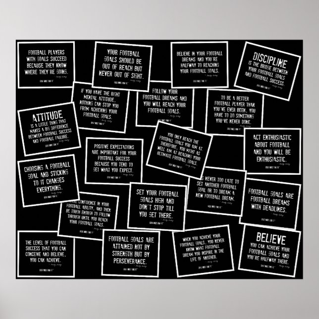 Poster Citations de football collage en noir et blanc (Devant)