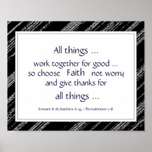 Poster Citations d'encouragement de la Bible Gris Noir