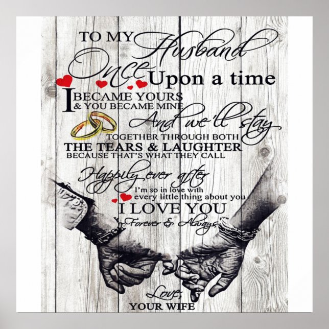 Poster Citations Drôle À Mon Mari | Cadeau Pour Mari | (Devant)