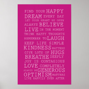 Poster Citations Inspirantes Rose Trouvez Votre Bonheur