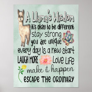 Poster Citations Motivationnelles de la Sagesse de Llama