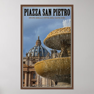 Poster Cité du Vatican - Fontaine Carré St Peters