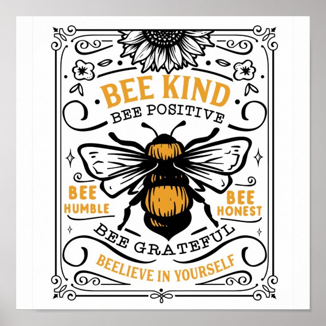 Poster Citer Abee gentil abeille positive abeille reconna (Devant)