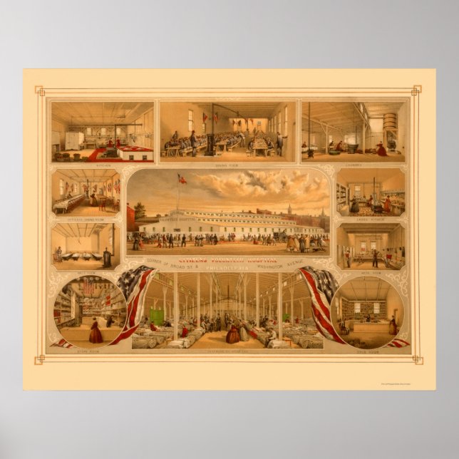 Poster Citizens Volunteer Hospital par P.S. Duval 1862 (Devant)