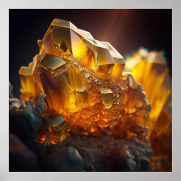 Poster Citrine Vibrante Pierre, Macro Shot