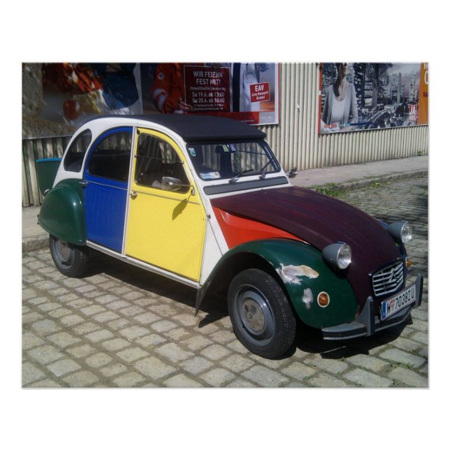 Poster Citroen coloré 2 CV (Devant)