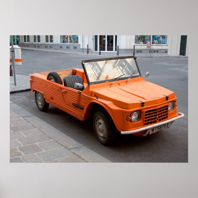 Poster Citroen orange Mehari (Devant)