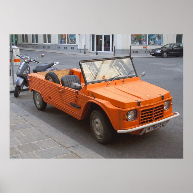 Poster Citroen orange Mehari (Devant)