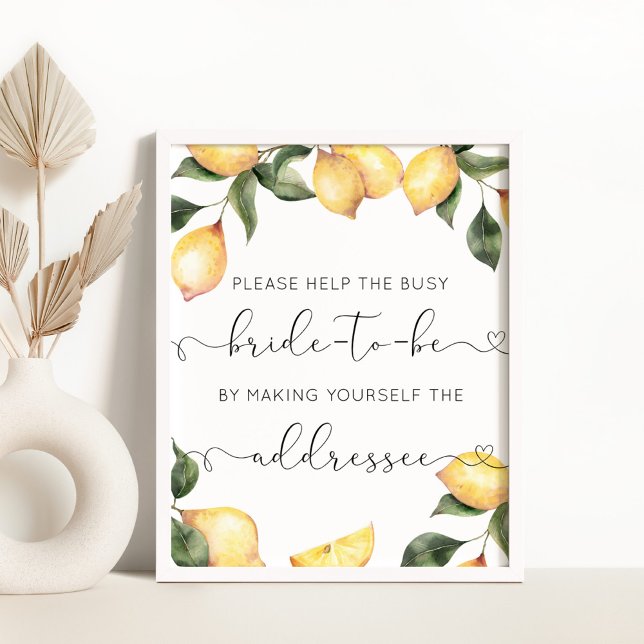 Poster Citron aide la mariée occupée à adresser une envel (Créateur téléchargé)