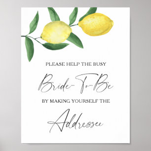 Poster Citron - aider la mariée occupée Adresse