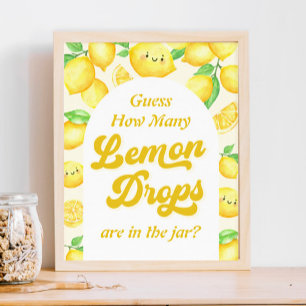 Poster Citron Baby shower Devine Combien De Lèvres De Cit