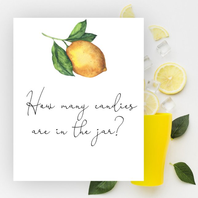 Poster Citron baby shower Devinez combien de bonbons (Créateur téléchargé)