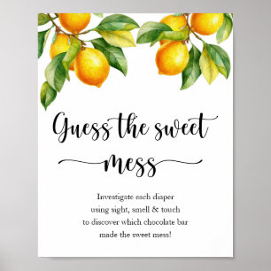 Poster Citron Baby shower Jeu Guess Sweet Mess