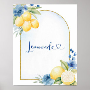Poster Citron bleu floral principal Squeeze Lemonade