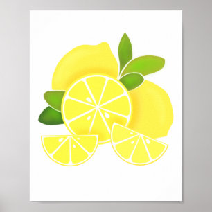 Poster Citron citron tranches de citron fruits tropicaux 