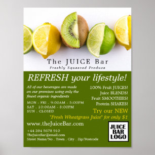 Poster Citron, citron vert et Kiwi, bar à jus Publicité