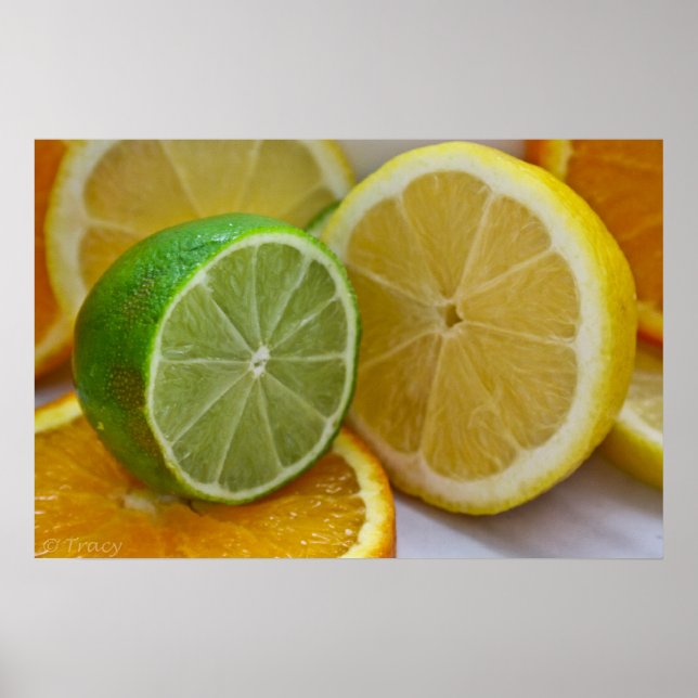 Poster Citron, citron vert et orange (Devant)