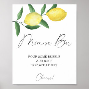 Poster Citron d'agrumes à l'aquarelle - bar à mimosa