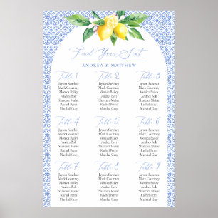 Poster Citron Positano Bleu Italien Trouvez Votre Carte D