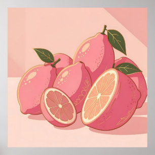Poster Citron Rose Moderne Féminin