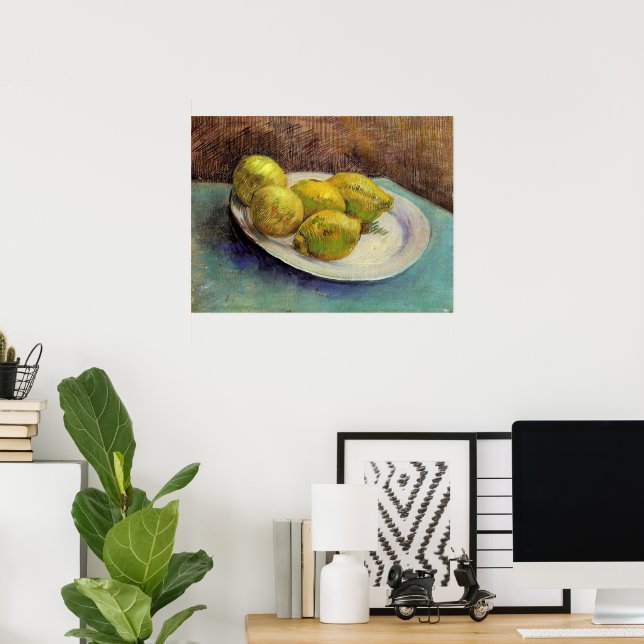 Poster Citrons à vie morte sur une plaque de Vincent van  (Bureau à domicile)