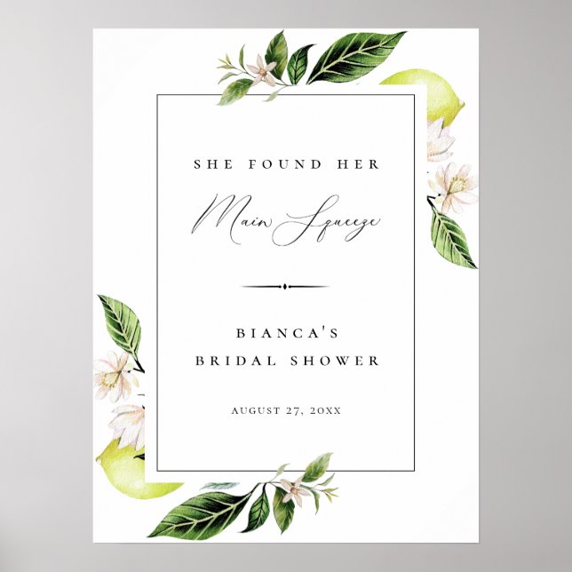 Poster Citrons Botaniques Mariage Main Squeeze (Devant)