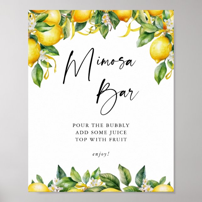 Poster Citrons Citrus douche nuptiale Mimosa Bar Signal (Devant)