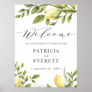 Poster Citrons et feuilles Boho Mariage Bienvenue