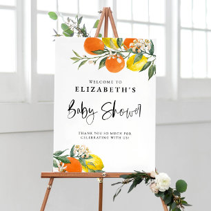 Poster Citrons et oranges botaniques Baby shower d'été