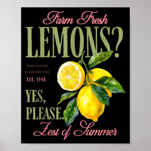 Poster Citrons graphique esthétique vintage ferme frais é