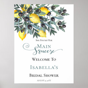Poster Citrons Main Squeeze   Olives noires Baby Shower