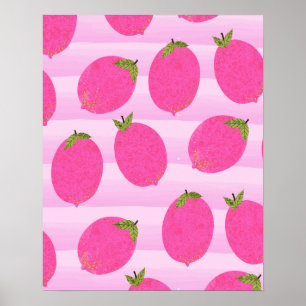 Poster Citrons roses Fruits d'été Bright Whimsical Russe
