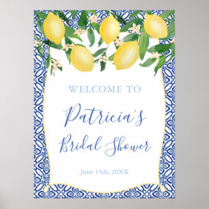Poster Citrons siciliens Carreaux bleus antiques Enterrem