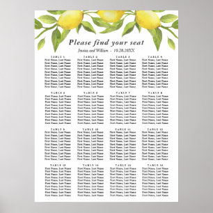 Poster Citrons & verdure 16 Tables Mariage CHART DE SIÈGE