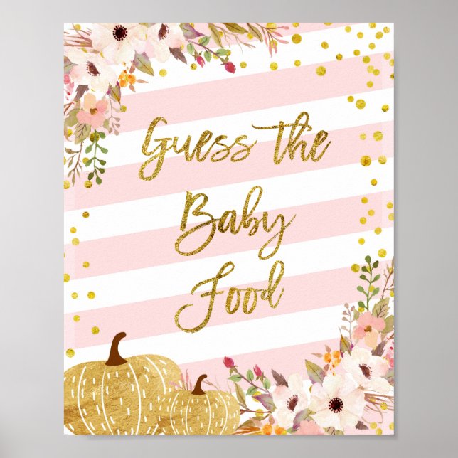 Poster Citrouille Aquarelle Guess the Baby Food Sign (Devant)