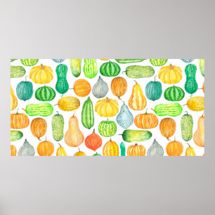 Poster Citrouille aquarelle, motif transparent