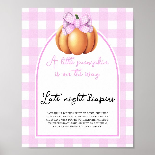 Poster Citrouille arc baby shower Late couche nuit (Devant)